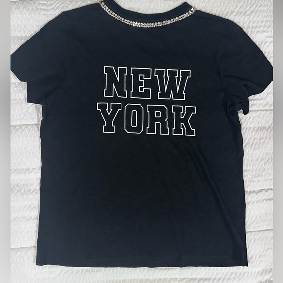 Cinq a Sept Black Paris New York Rhinestone Tee - Picture 5 of 6